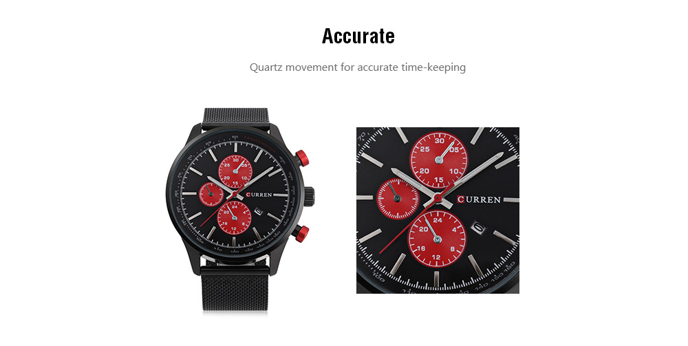 CURREN 8227 Business Men Quartz Watch with Decorative Sub-dial