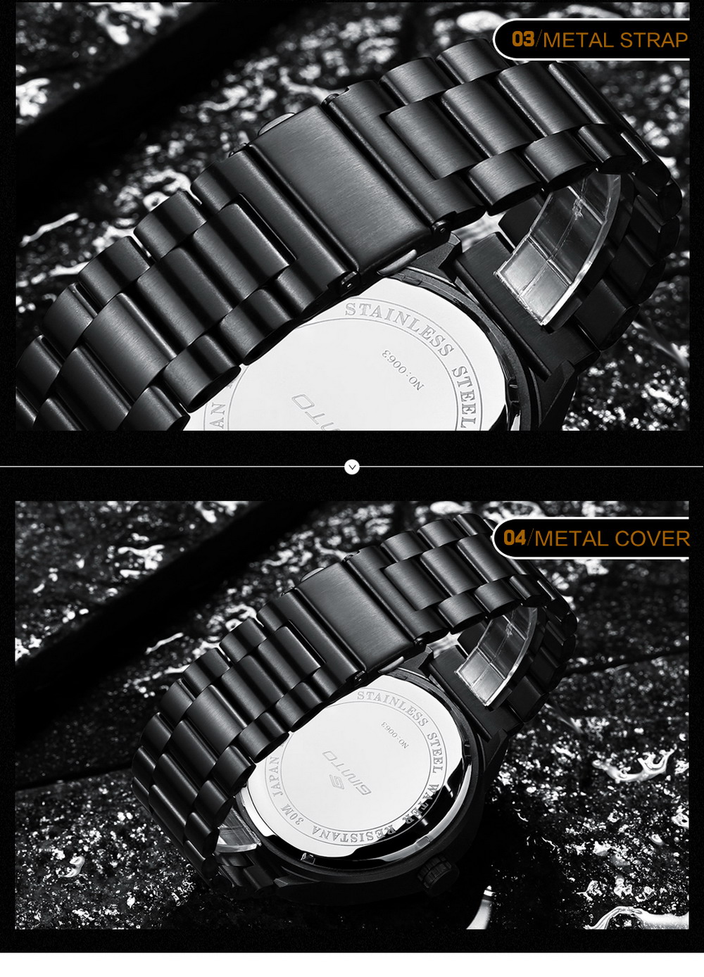 GIMTO Brand NEW Creative Men Watch Luxury Black Steel Quartz Clock Male Boy Military Wrist Watches